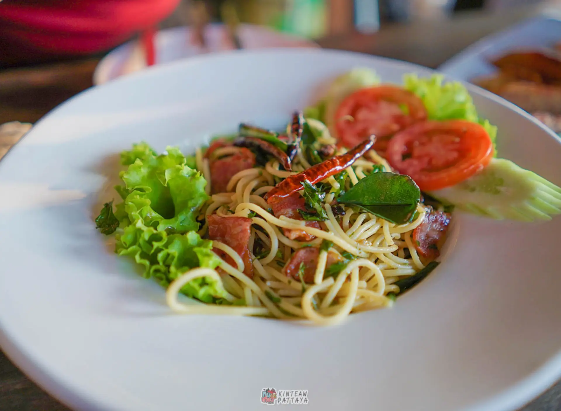 Bacon pasta with fresh herbs
